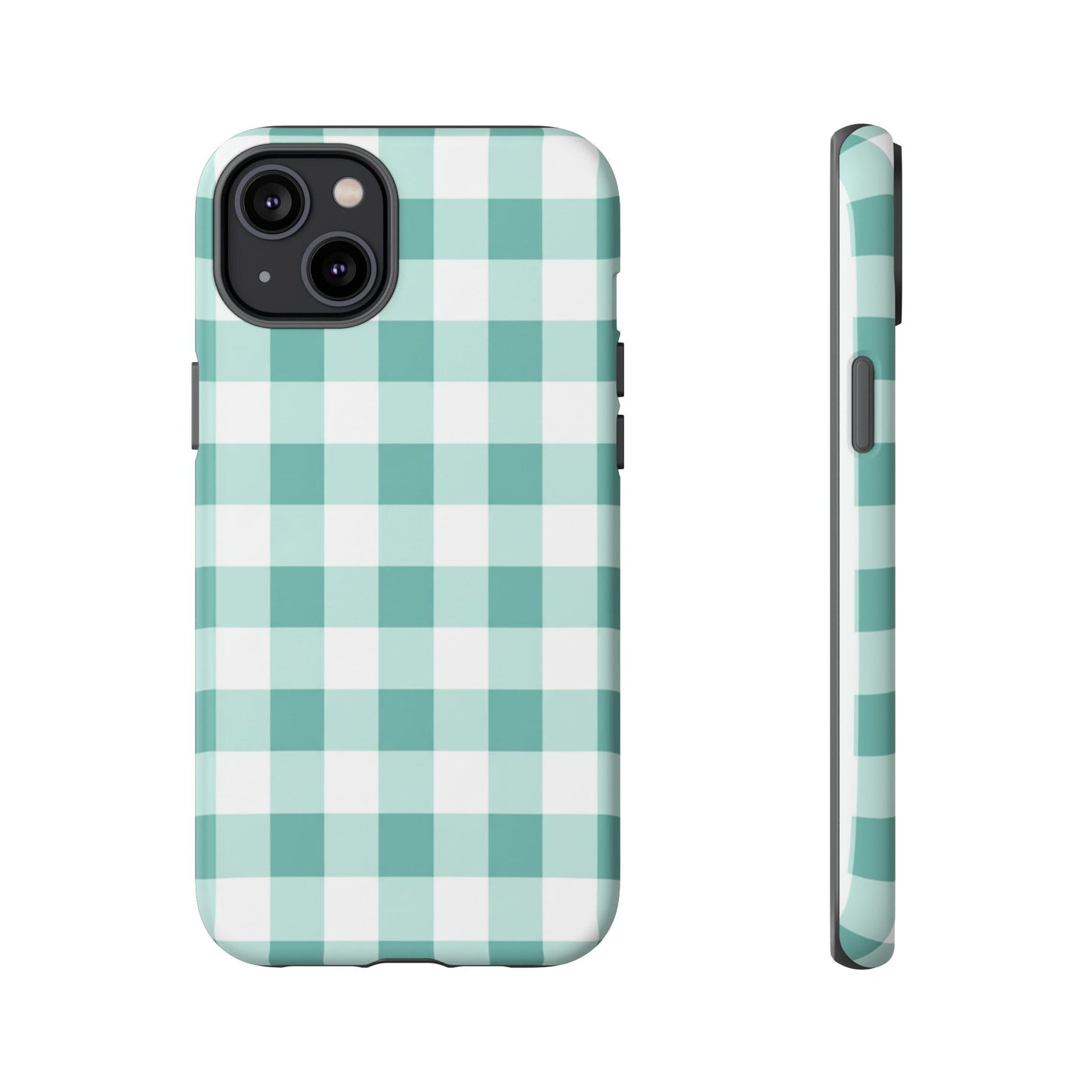 Mint Green Buffalo Check Tough Phone Case — Durable Plaid Protective Cover