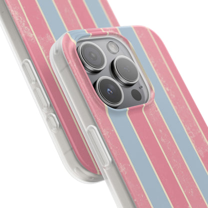 Striped Pink & Blue Phone Case — Retro Pastel Flexi Case