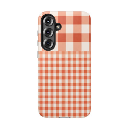 Buffalo Check Tough Phone Case — Orange Gingham Protective Cover