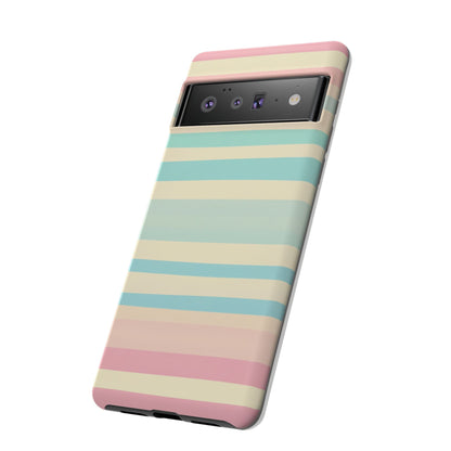 Pastel Striped Tough Phone Case – Protective Retro Rainbow Design