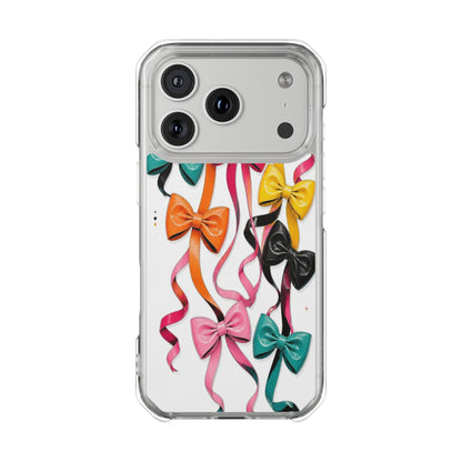 Clear Magnetic Phone Case — Colorful Ribbon Bows Design
