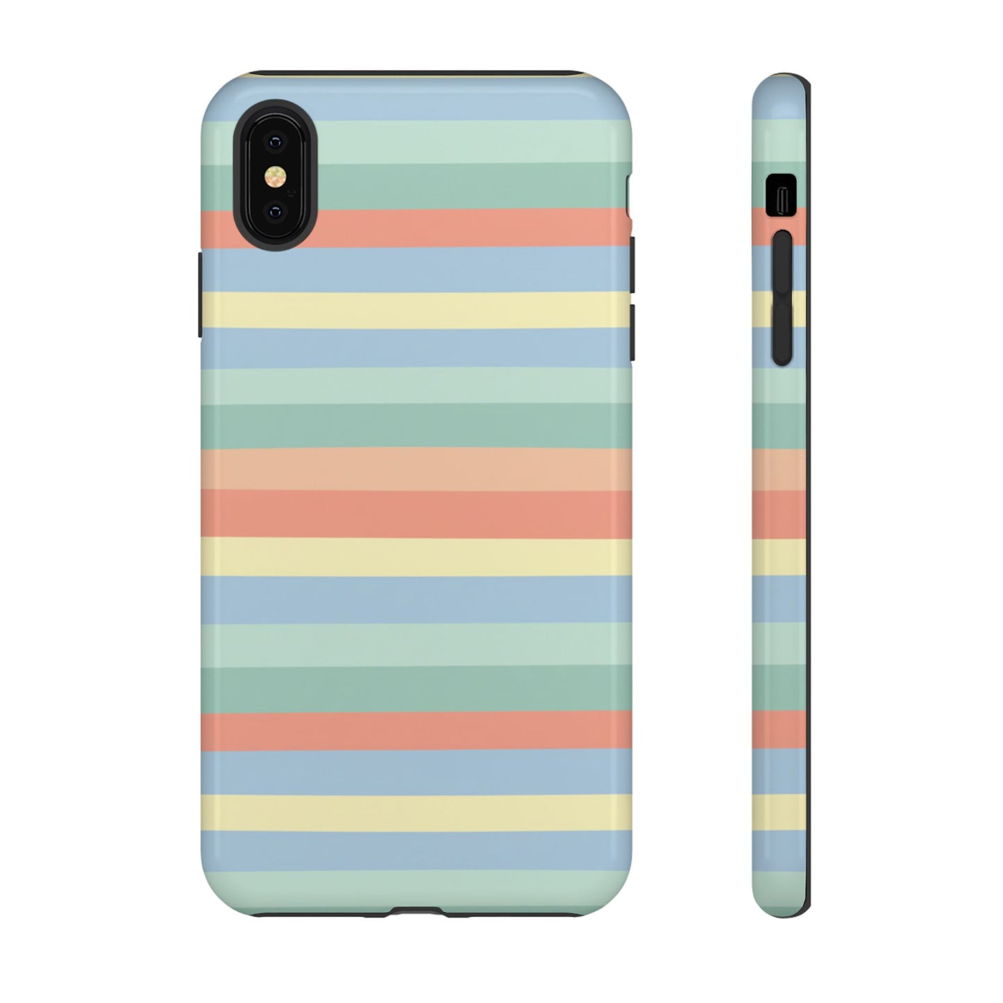 Pastel Striped Phone Case — Retro Horizontal Multi-Color Tough Case