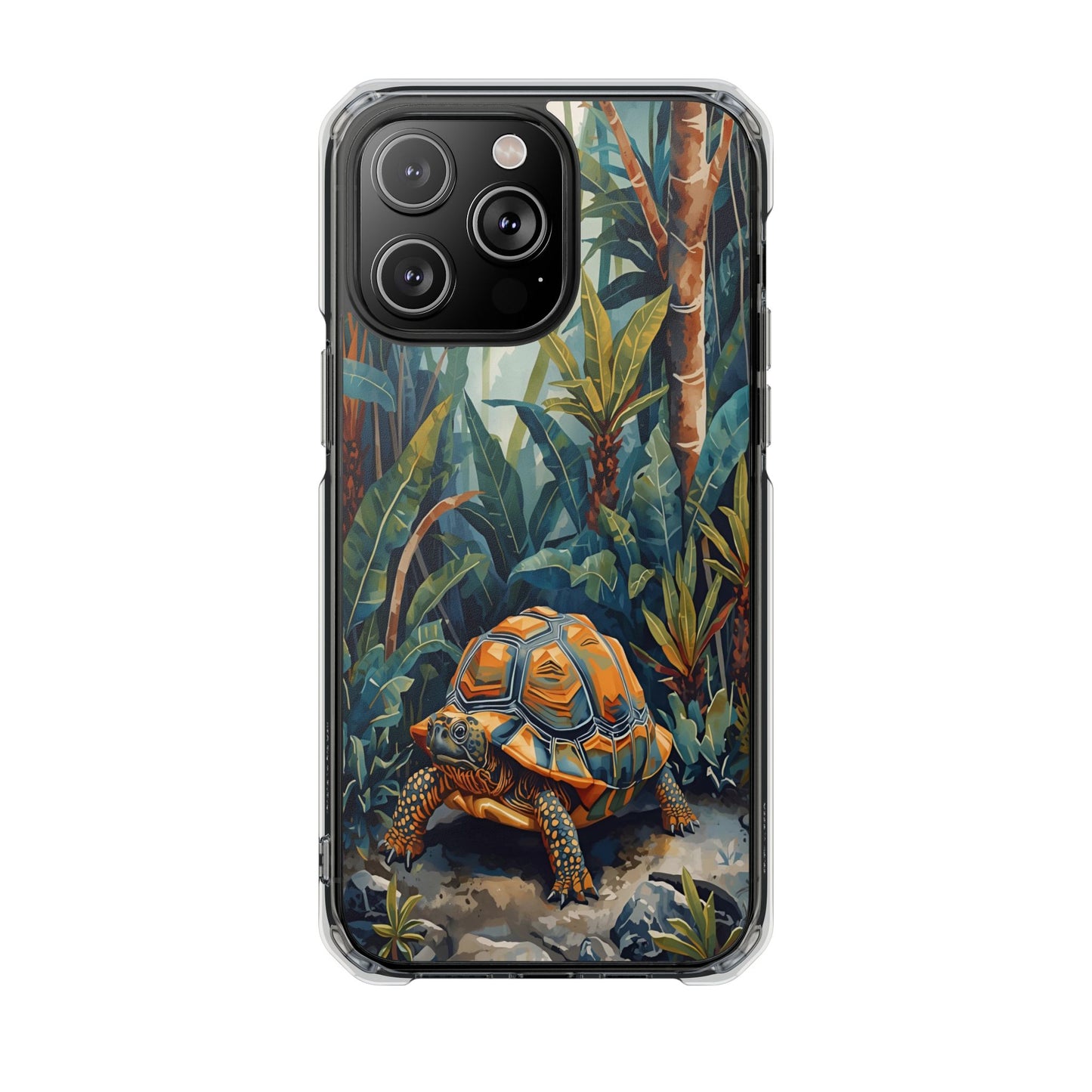 Clear Magnetic Phone Case — Tropical Turtle Art Protective Cover