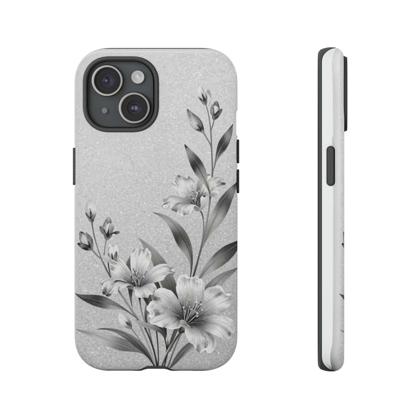 Floral Monochrome Phone Case — Elegant Black & White Lily Design