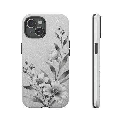 Floral Monochrome Phone Case — Elegant Black & White Lily Design