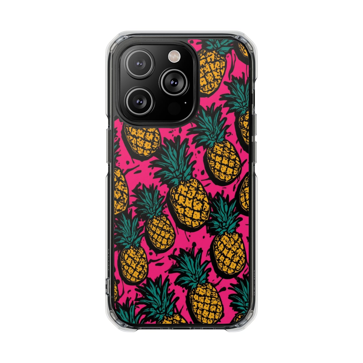 Pineapple Pop Clear Magnetic Phone Case — Impact-Resistant Tropical Design