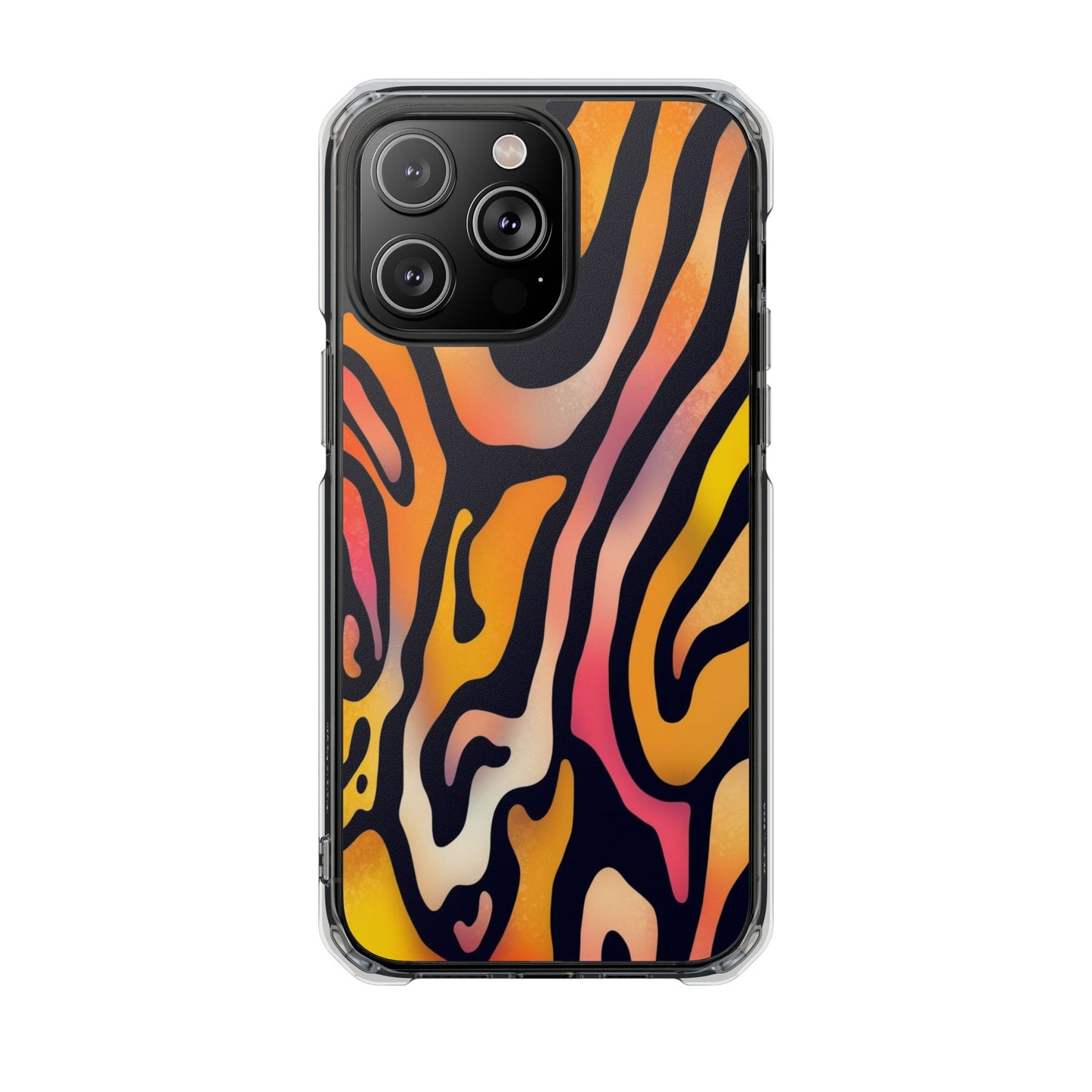 Clear Impact Phone Case — Vibrant Orange Zebra Pattern (Magnetic Compatible)