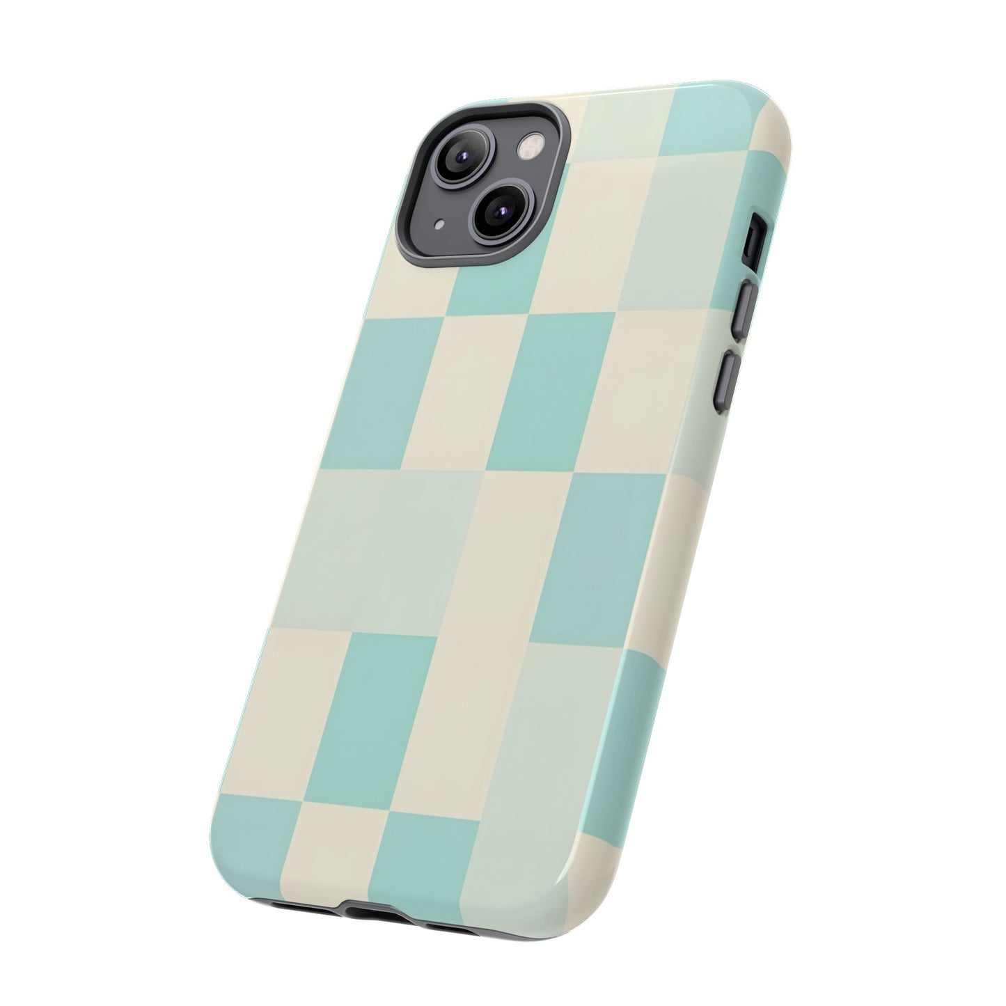 Pastel Checkerboard Tough Case – Mint & Cream Protective Phone Cover