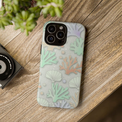 Pastel Coral Reef Tough Phone Case – Sea Shell & Coral Pattern Durable Protector