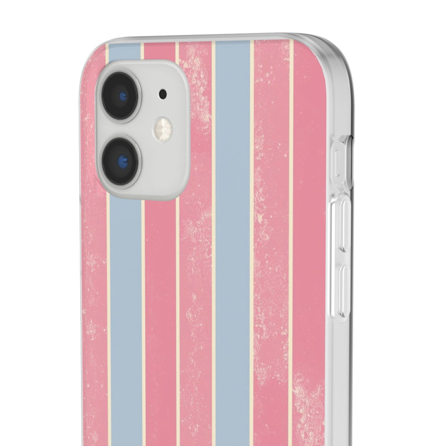 Striped Pink & Blue Phone Case — Retro Pastel Flexi Case