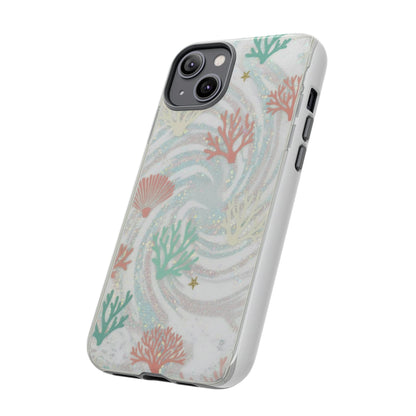 Seafoam Coral Tough Phone Case - Pastel Ocean Wave Design