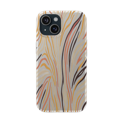 Marbled Neutral Stripe Phone Case — Abstract Beige & Terracotta Flexi Case