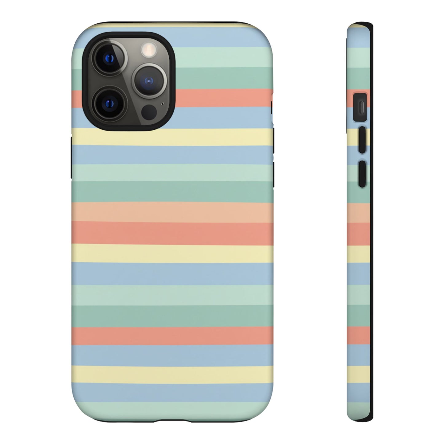 Pastel Striped Phone Case — Retro Horizontal Multi-Color Tough Case