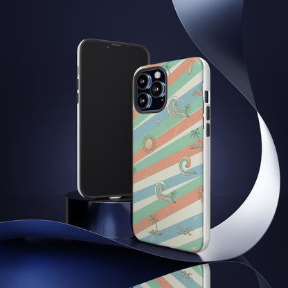 Surf Stripe Tough Phone Case — Retro Beach Waves Pattern