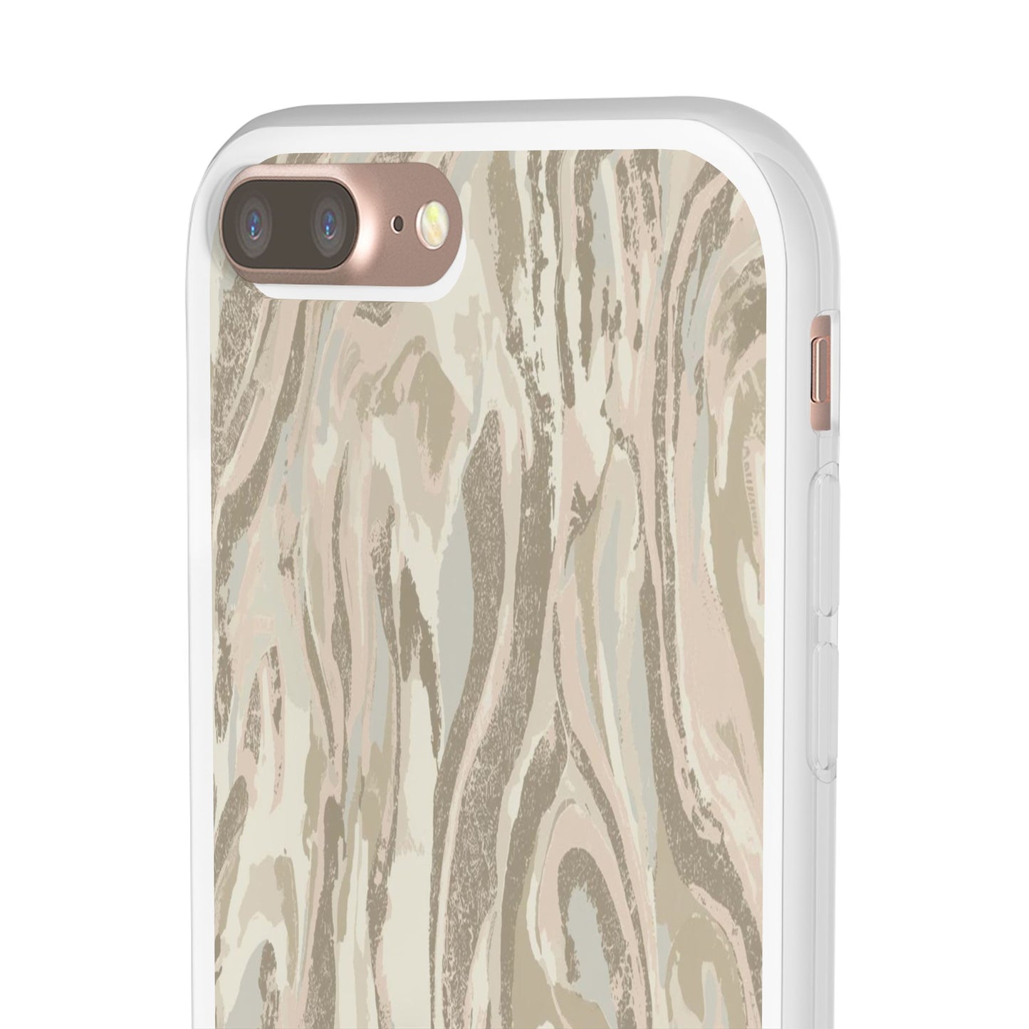 Neutral Marble Swirl Flexi Phone Case — Beige Abstract Protective Cover