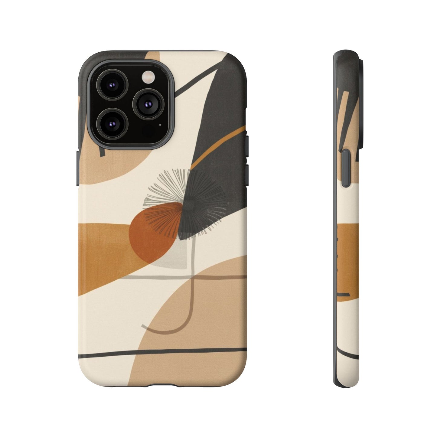 Abstract Earth Tone Phone Case — Mid-Century Minimalist Tough Case