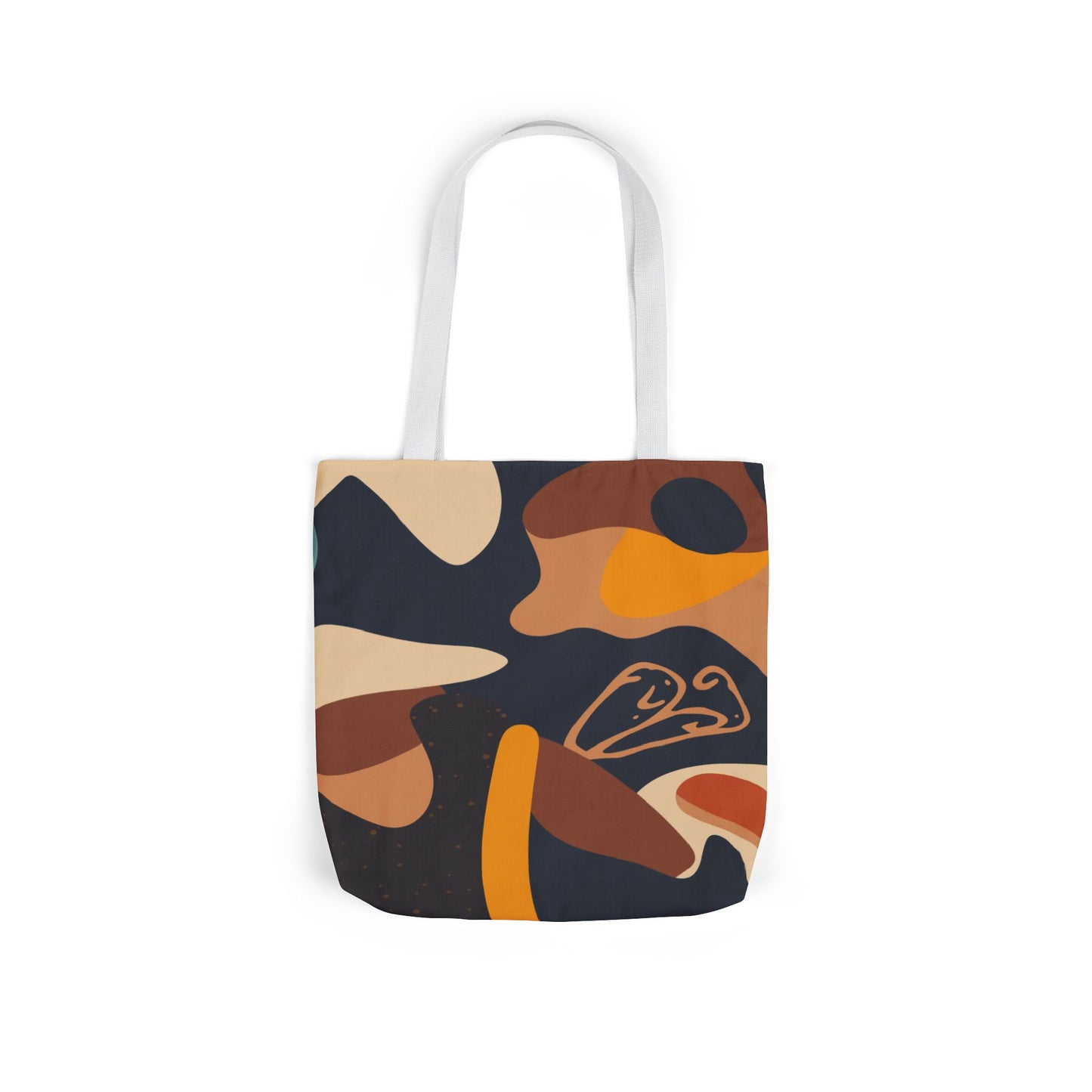 Abstract Earth-Tone Canvas Tote — Retro Organic Pattern