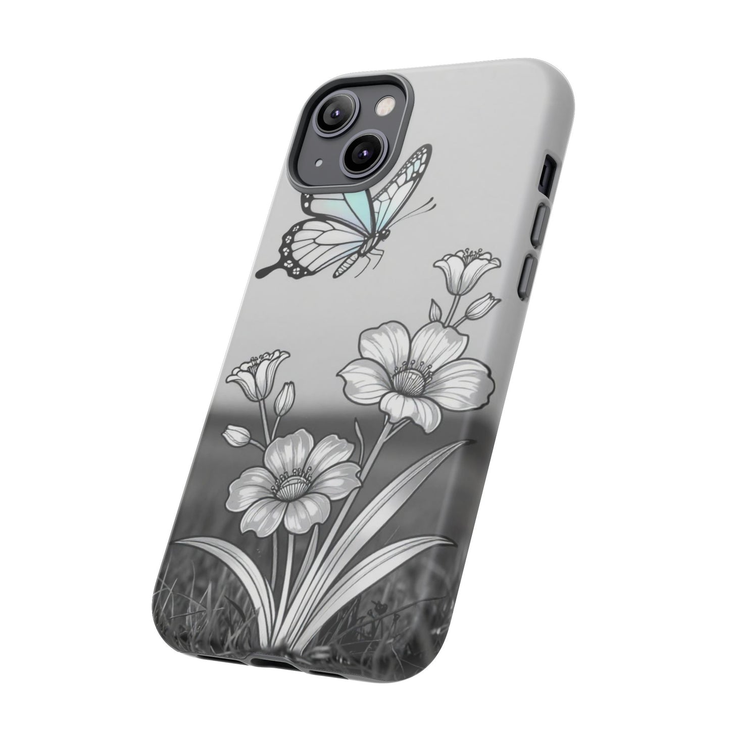 Butterfly & Wildflower Tough Phone Case — Durable Floral Phone Cover