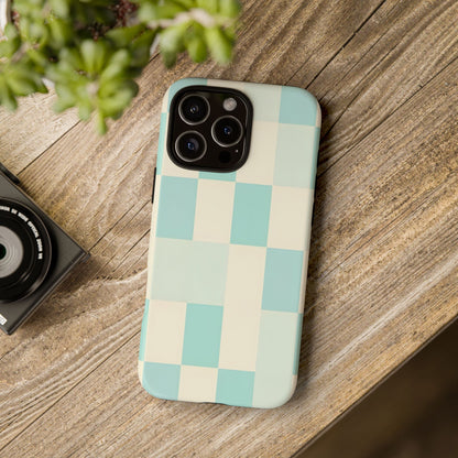 Pastel Checkerboard Tough Case – Mint & Cream Protective Phone Cover