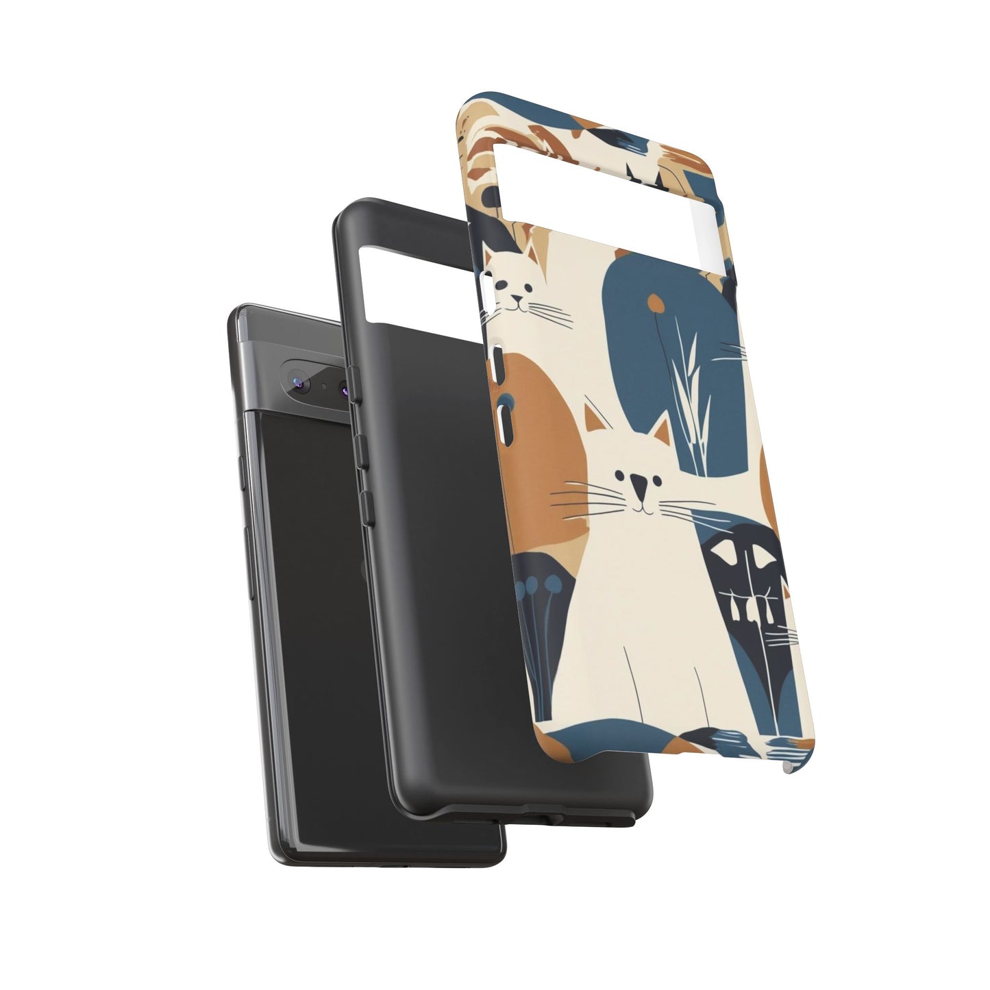 Cat Pattern Phone Case – Retro Abstract Cats Protective iPhone Cover
