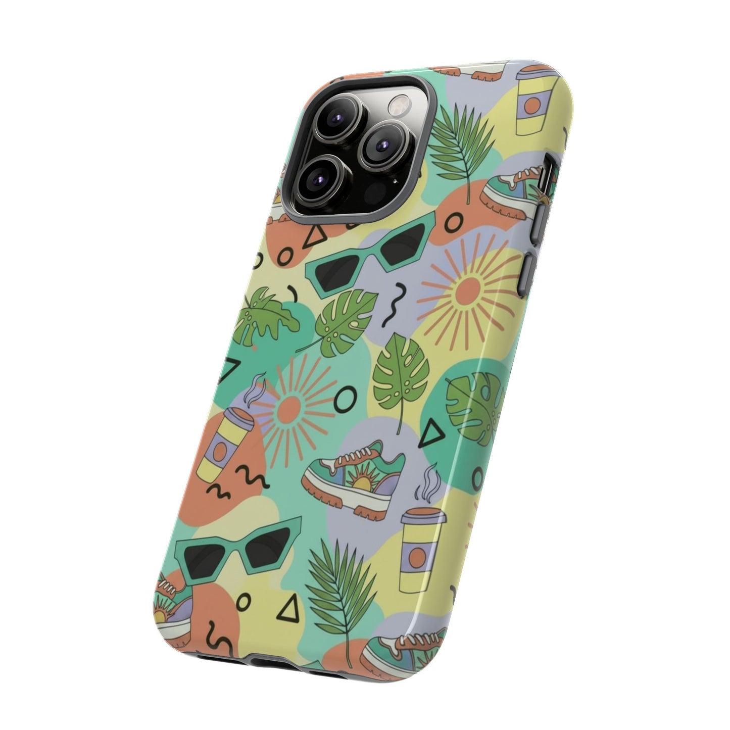 Tropical Summer Phone Case — Retro Sunglasses, Sneakers & Palm Pattern