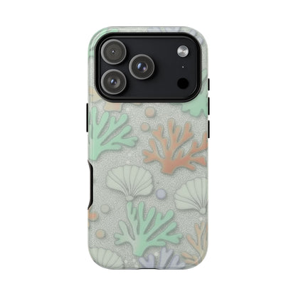 Pastel Coral Reef Tough Phone Case – Sea Shell & Coral Pattern Durable Protector
