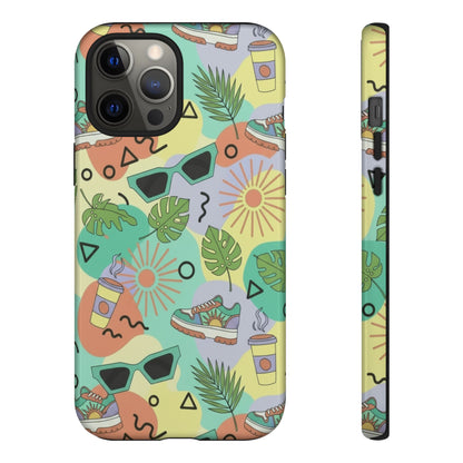 Tropical Summer Phone Case — Retro Sunglasses, Sneakers & Palm Pattern
