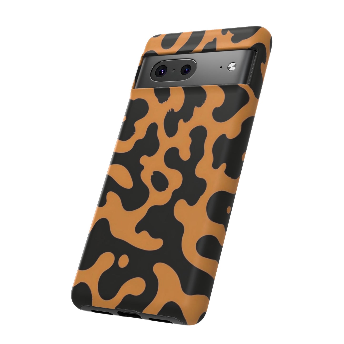 Leopard Print Phone Case — Orange & Black Tough Pattern Protective Cover