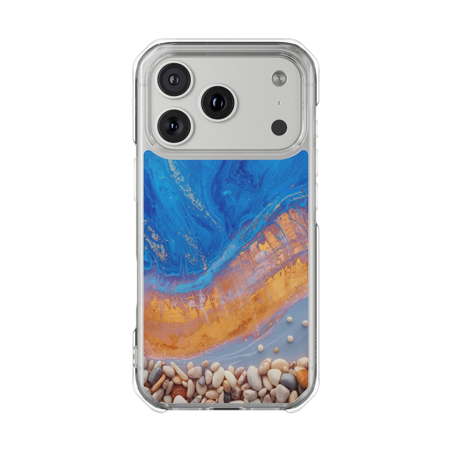 Clear Magnetic Impact Phone Case — Blue Ocean Resin & Pebble Design