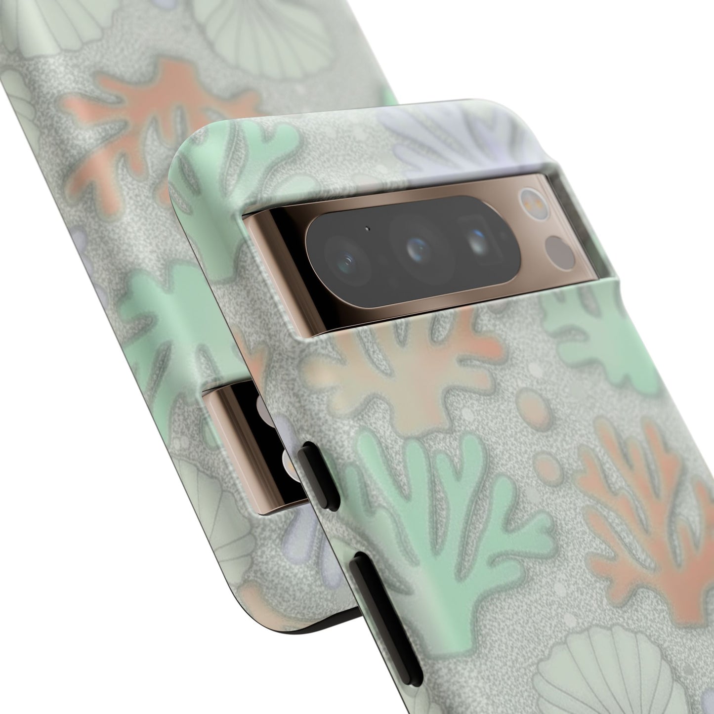 Pastel Coral Reef Tough Phone Case – Sea Shell & Coral Pattern Durable Protector