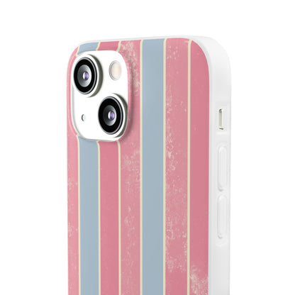 Striped Pink & Blue Phone Case — Retro Pastel Flexi Case