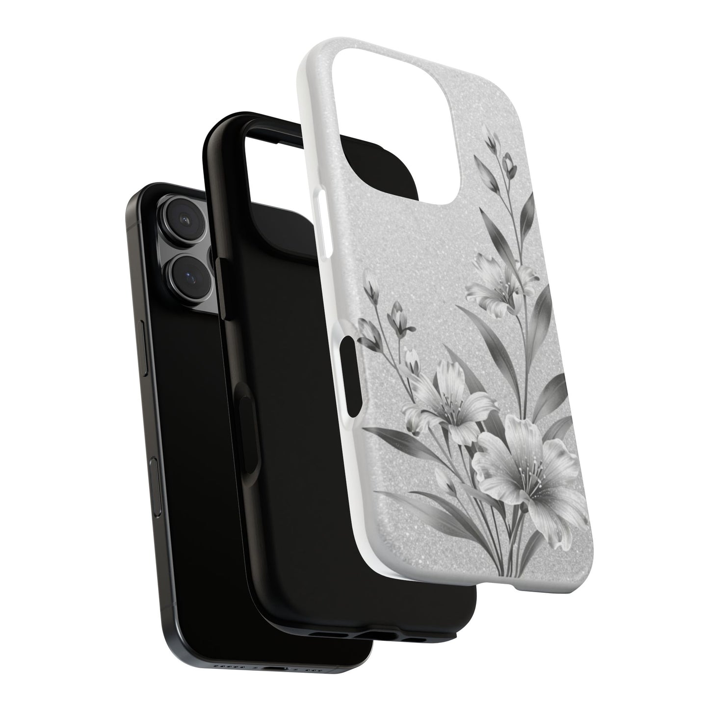 Floral Monochrome Phone Case — Elegant Black & White Lily Design