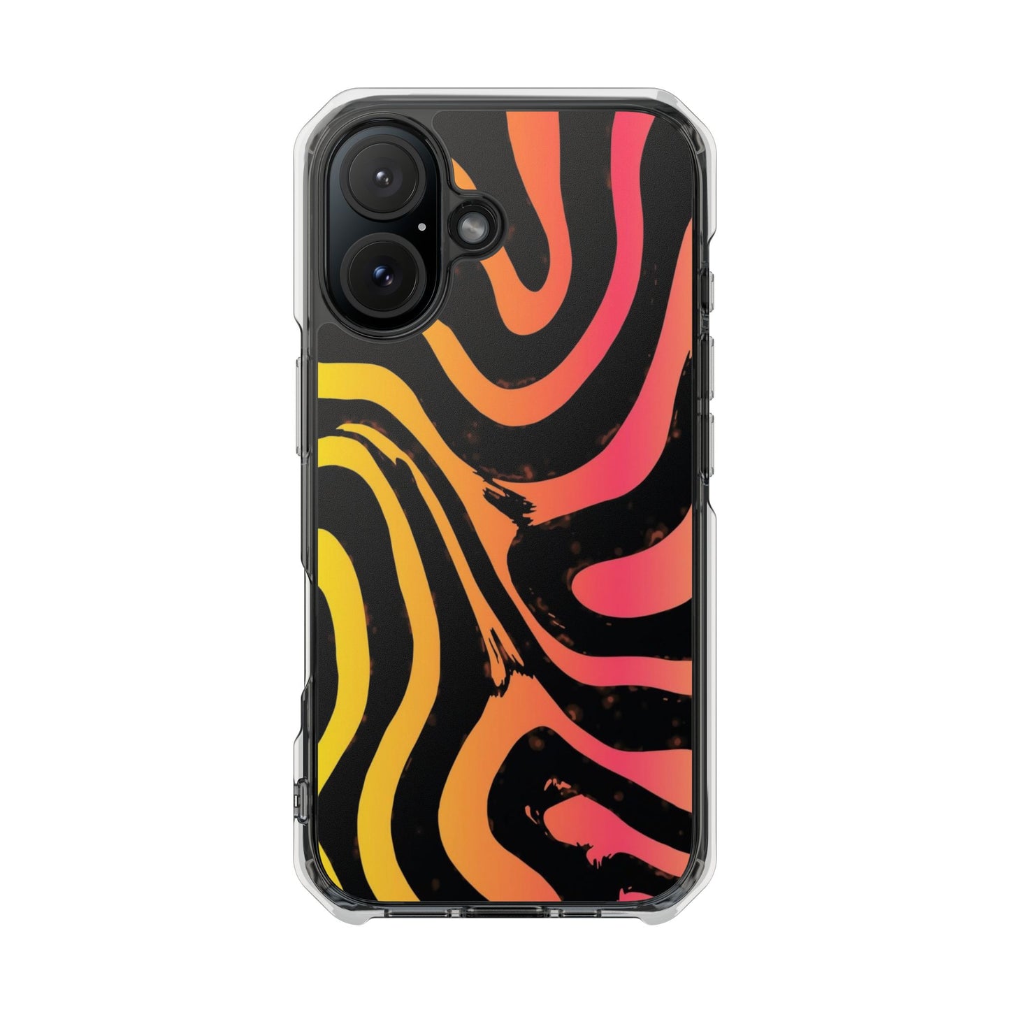 Clear Magnetic Impact Phone Case — Neon Zebra Stripe Design