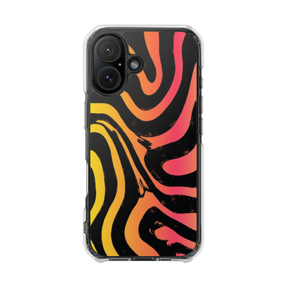 Clear Magnetic Impact Phone Case — Neon Zebra Stripe Design