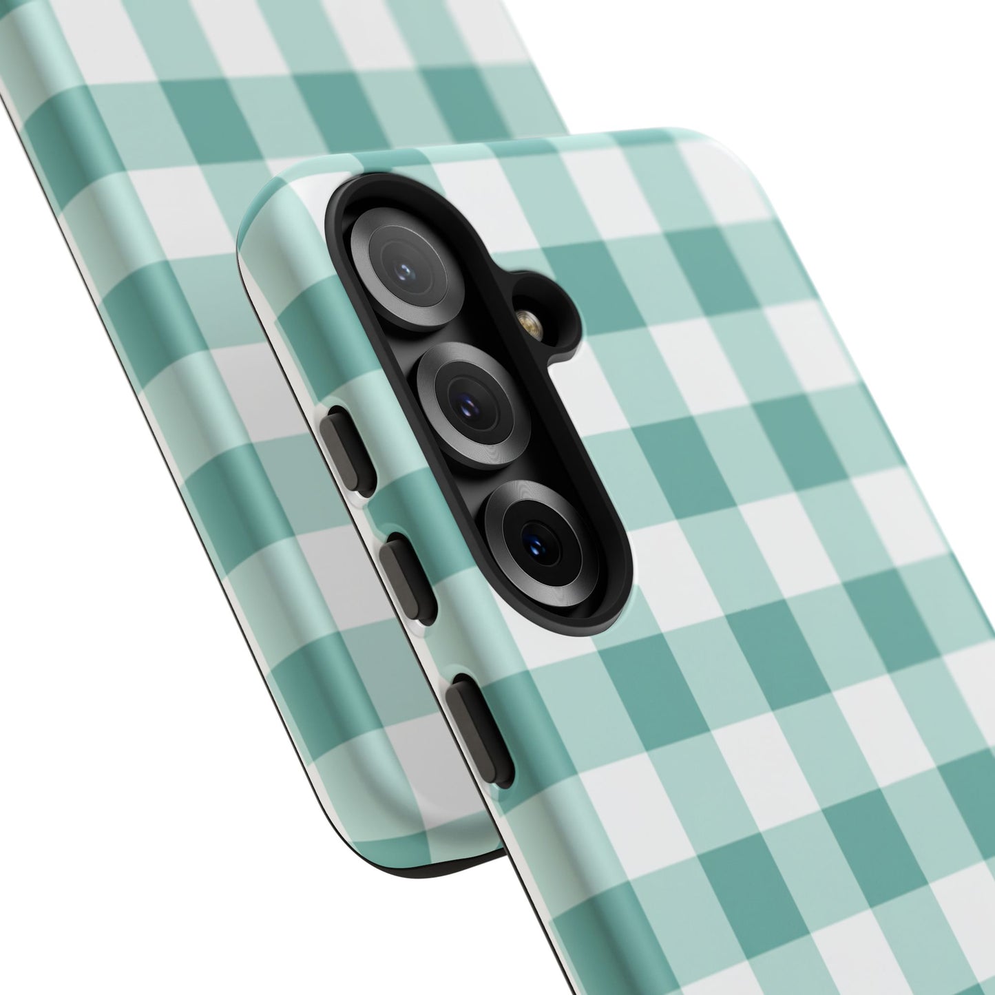 Mint Green Buffalo Check Tough Phone Case — Durable Plaid Protective Cover