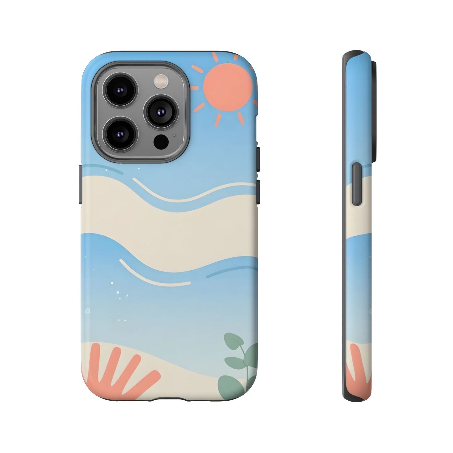 Beach Waves Tough Phone Case — Summer Sun & Seashell Protective Cover