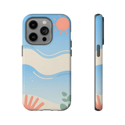 Beach Waves Tough Phone Case — Summer Sun & Seashell Protective Cover