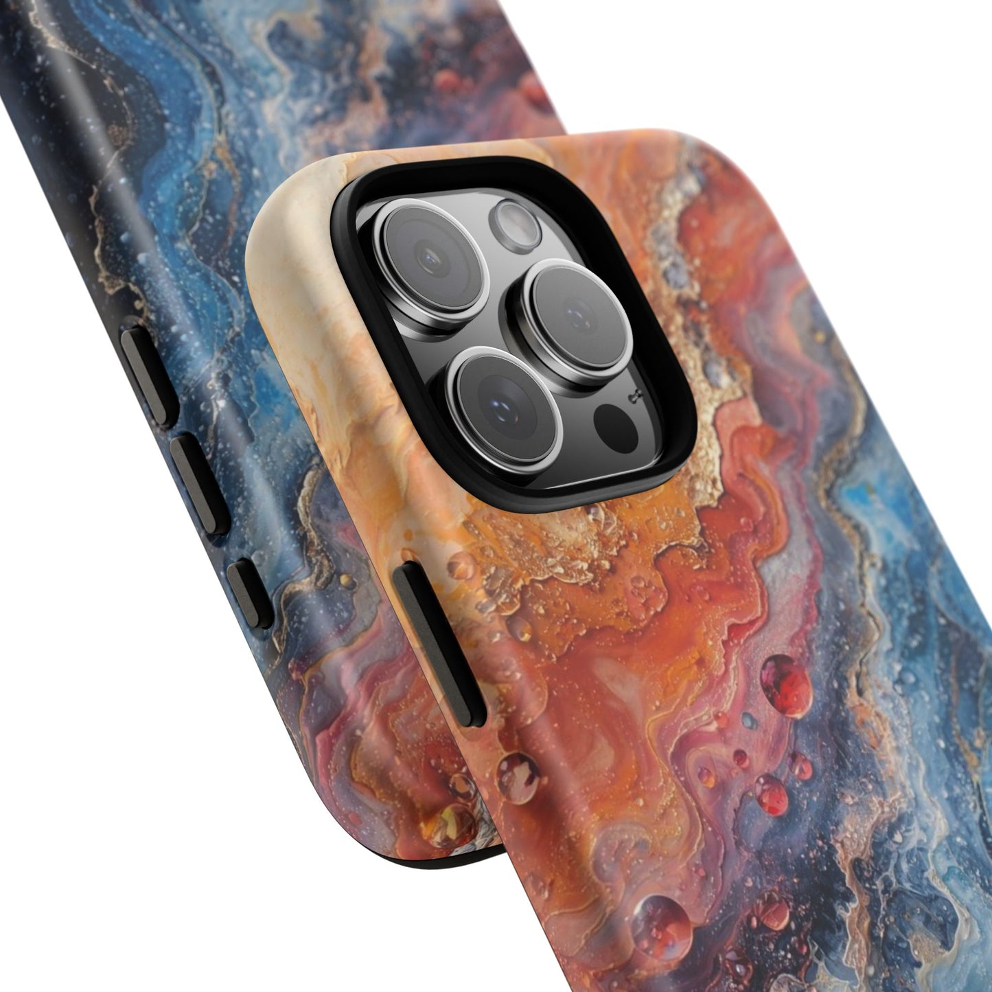 Marbled Galaxy Tough Phone Case — Abstract Blue & Coral Protective Cover