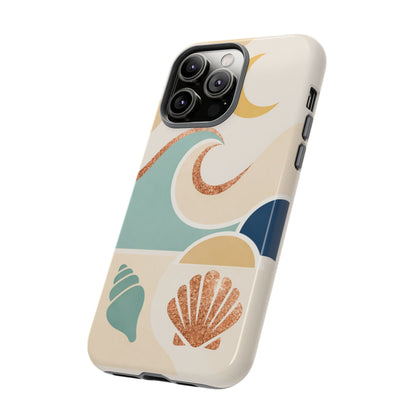 Sea Breeze Tough Phone Case — Retro Waves & Shells Design