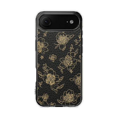 Clear Magnetic Impact Phone Case — Gold Floral Overlay