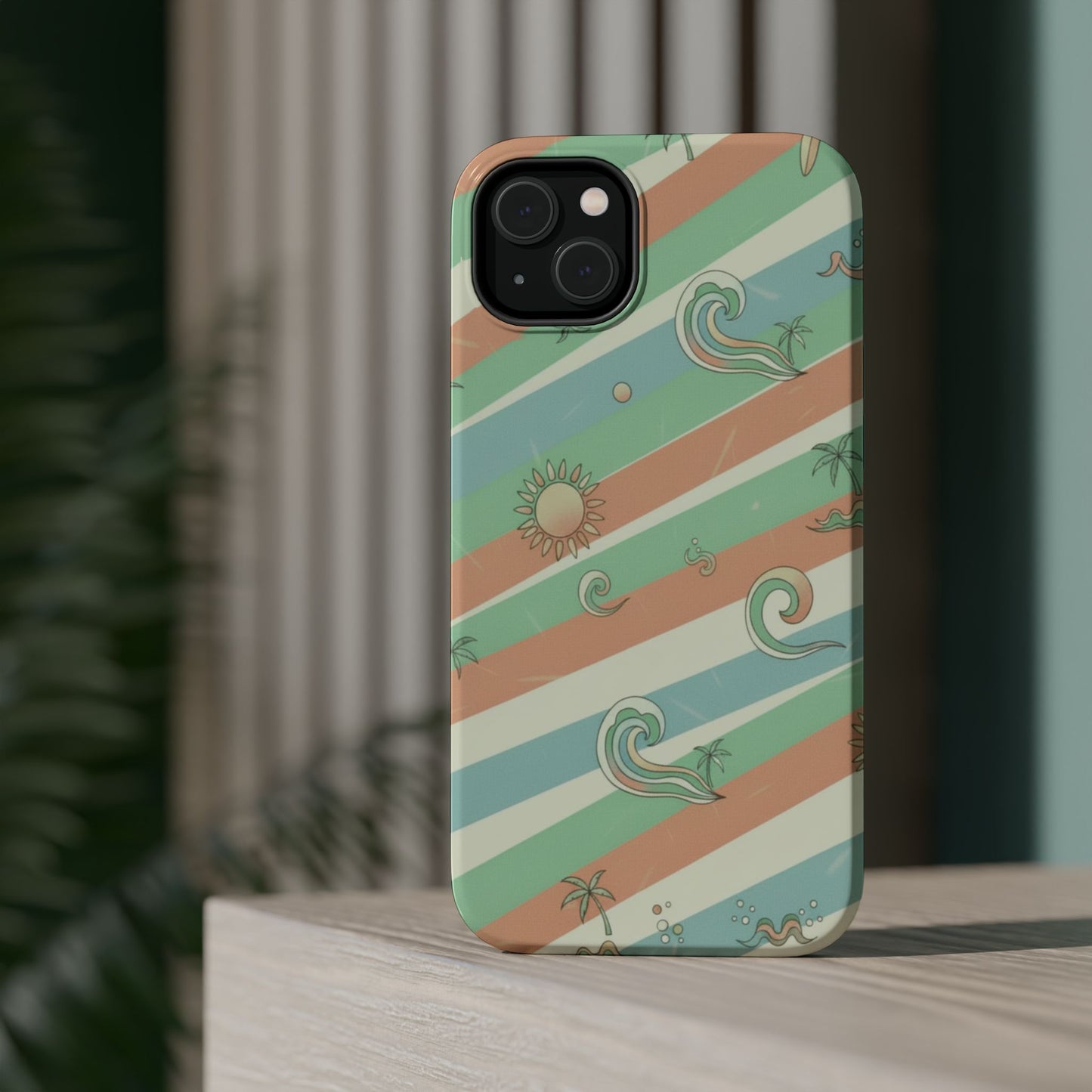 Magnetic Impact-Resistant Phone Case — Retro Surf Stripes