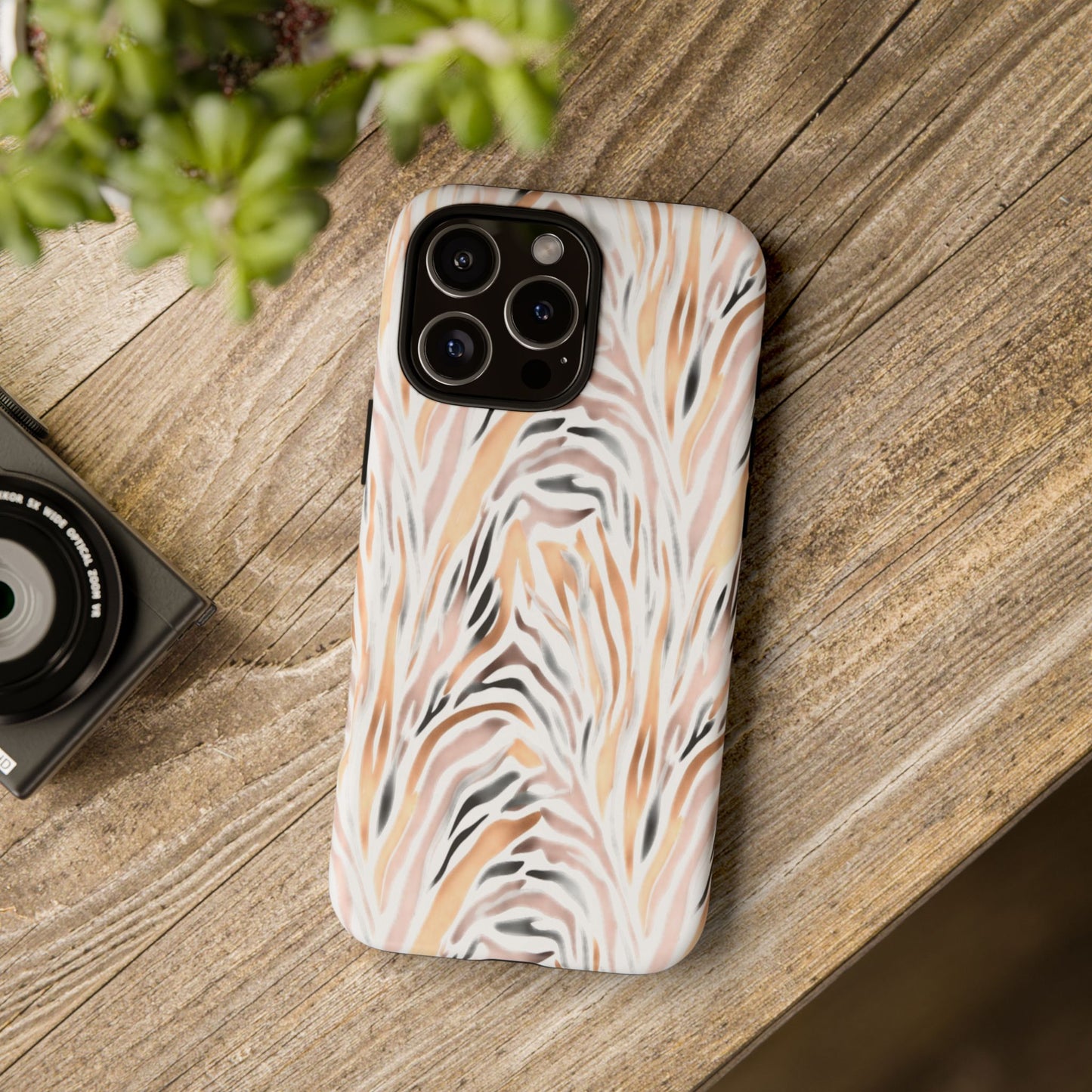 Tough Case — Neutral Watercolor Tiger Stripe Phone Case