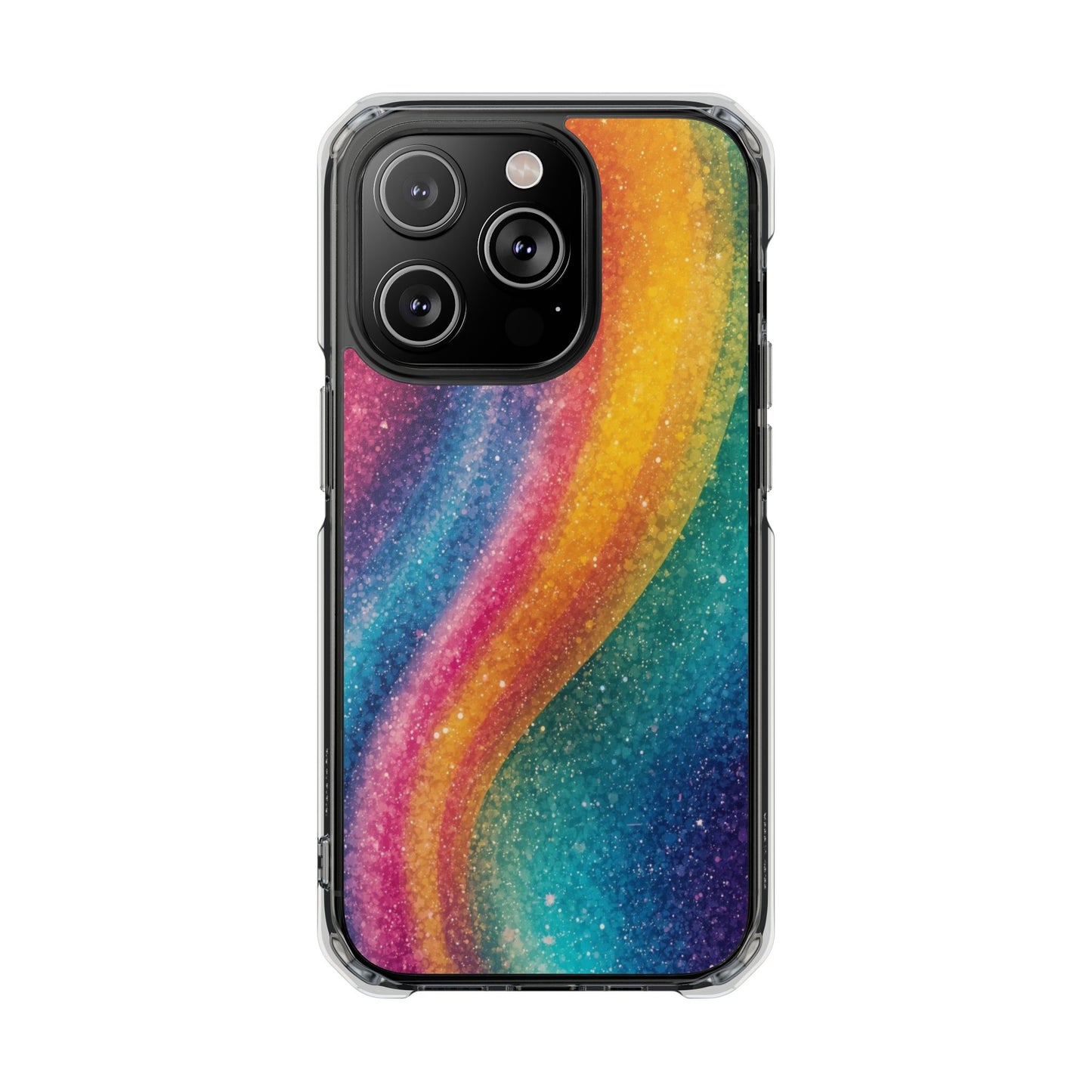 Clear Magnetic Phone Case — Rainbow Glitter Wave Impact-Proof Cover