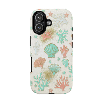 Seashell Coral Phone Case — Pastel Beach Shells Protective Tough Case