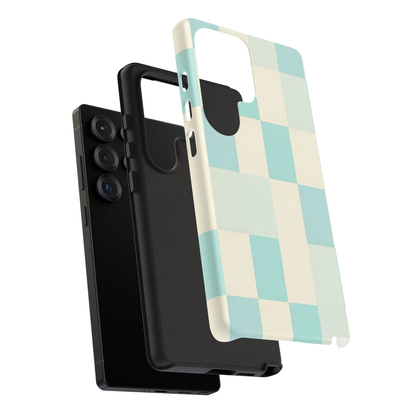 Pastel Checkerboard Tough Case – Mint & Cream Protective Phone Cover