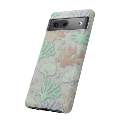 Pastel Coral Reef Tough Phone Case – Sea Shell & Coral Pattern Durable Protector