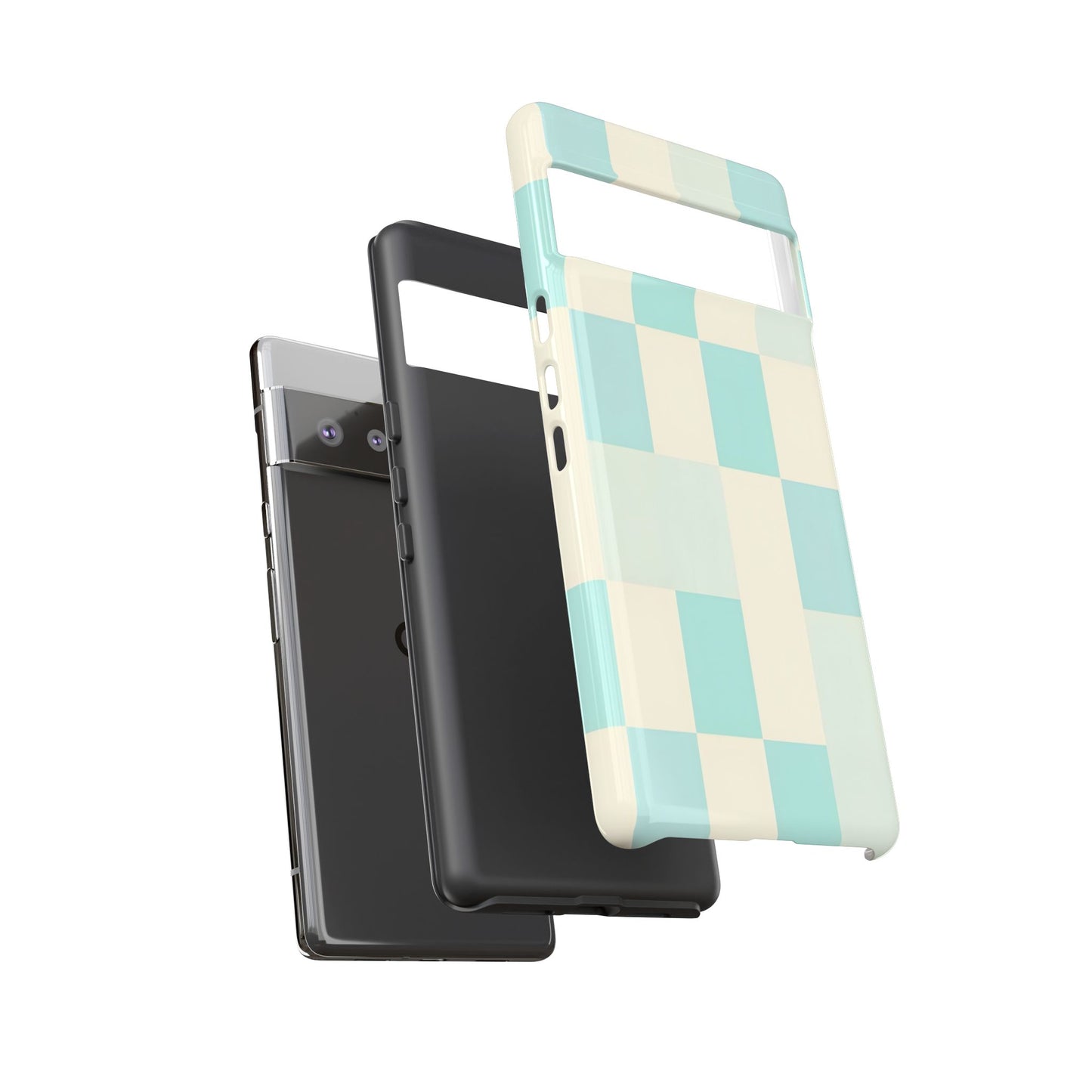 Pastel Checkerboard Tough Case – Mint & Cream Protective Phone Cover