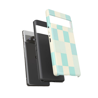 Pastel Checkerboard Tough Case – Mint & Cream Protective Phone Cover