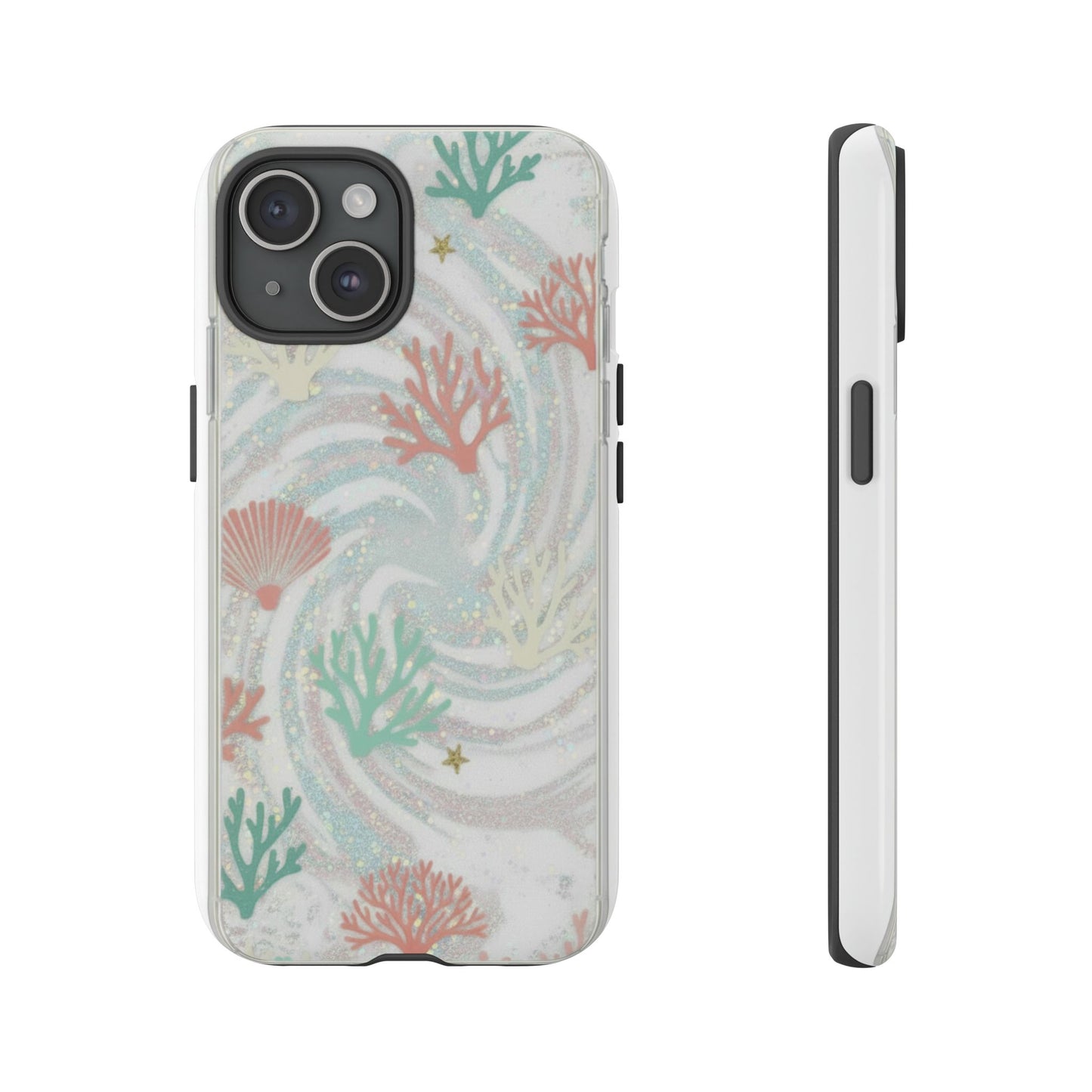 Seafoam Coral Tough Phone Case - Pastel Ocean Wave Design