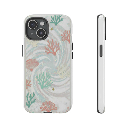Seafoam Coral Tough Phone Case - Pastel Ocean Wave Design